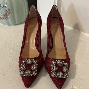 J.Renee maroon size 9 heel pomp shoes for night wear party wear